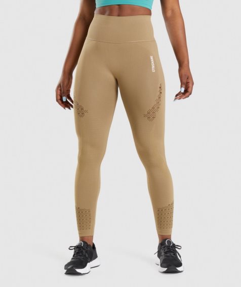 Women's Gymshark Energy Seamless Leggings Light Brown | CA 3A17D6